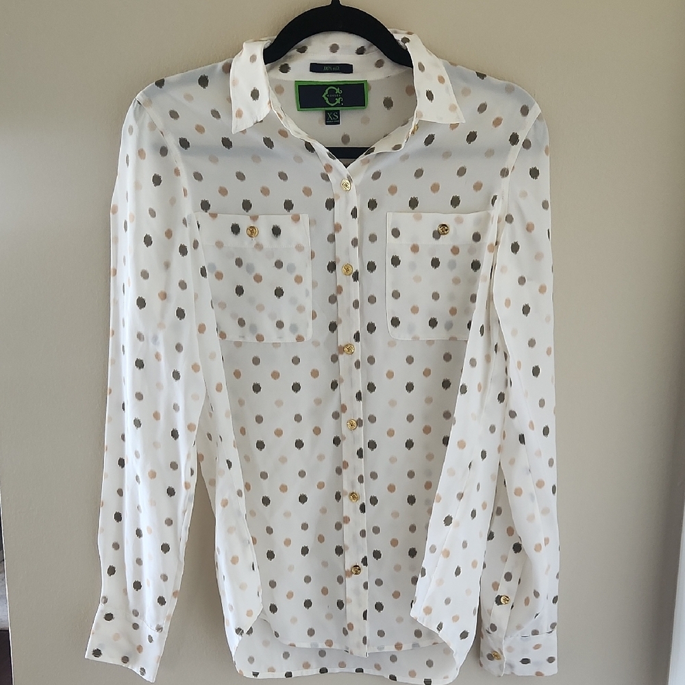 C. Wonder Ivory Blouse with Metallic Dots